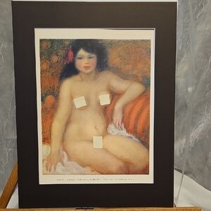 Elegant Art Print Matted - "Nude With A Hankerchief" - Theophile Steinlen